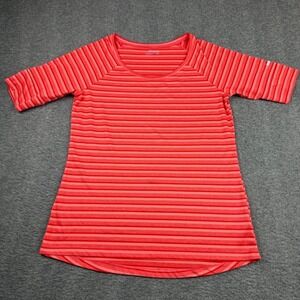 Columbia Women's M Red Striped‎ Short Sleeve Active Hiking T-Shirt AL2545